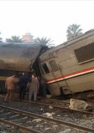 صور حادث قطار بني سويف