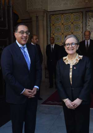 رئيسة الحكومة التونسية تستقبل رئيس الوزراء بمقر الحكومة