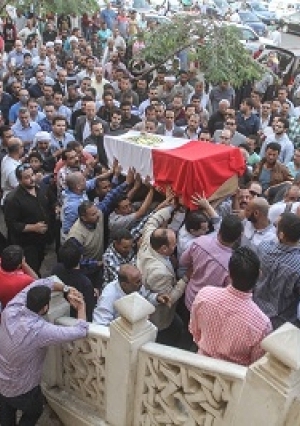 جنازة النقيب أحمد فايز شهيد حادث الواحات من مسجد الحصري بأكتوبر