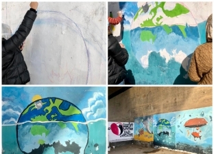 بالجرافيتي.. 18 فتاة تحولن أسفل كوبري دمياط لمتحف توعوي بأضرار البلاستيك