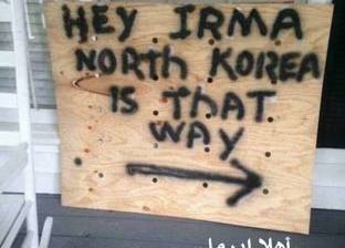 بالصور| كوميديا الأمريكان في مواجهة «إرما»: «كوريا الشمالية من هنا»