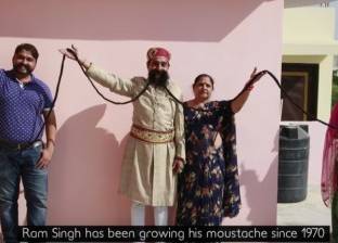 بالفيديو| هندي يدخل "جينيس" بـ"أطول شنب" في العالم.. أكثر من 18 قدما
