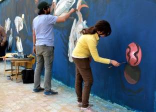 لوحة فنية بطول 35 متر ضمن مشروع المدن الملونة بسوهاج