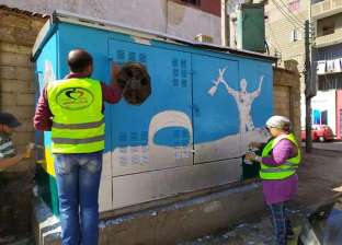 تزيين محولات كهرباء بنها بجرافيتي "نصر أكتوبر" ضمن مبادرة "شباب الأمل"
