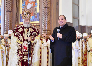 الرئيس السيسي يصل كاتدرائية ميلاد المسيح لحضور قداس عيد الميلاد المجيد