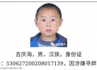 الشرطة الصينية تنشر صورة لمجرم عمره 3 سنوات