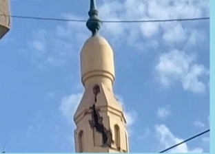 البرق والرعد يتسبب في تصدع مئذنة مسجد بالدقهلية