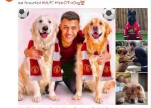 بالصور| "مانشستر يونايتيد" يحتفل مع مشجعيه بعام الكلب