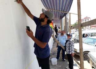"محمد صلاح" جرافيتي على جدران محطة قطار بنها ضمن حملة "حلوة بينا"