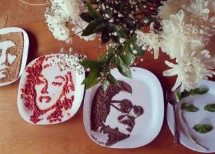 بالصور| "أبوعمار" بالسكر و"موناليزا" بالرمان.. بورتريهات فنانة فلسطينية من رف المطبخ