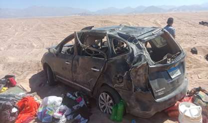 إصابة سيدتين في حادث انقلاب سيارة ملاكي على الطريق الصحراوي بالبحيرة