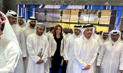 الدكتورة نيفين الكيلاني وزيرة الثقافة في افتتاح معرض الدوحة