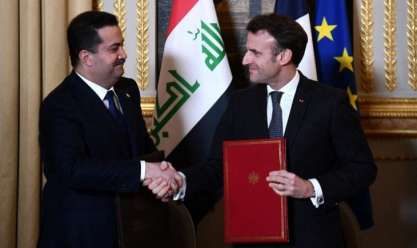 رئيس الوزراء العراقي يبحث مع رئيس فرنسا سبل توسعة الشراكة الاقتصادية