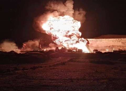عاجل| حريق هائل في أحد آبار البترول برأس سدر