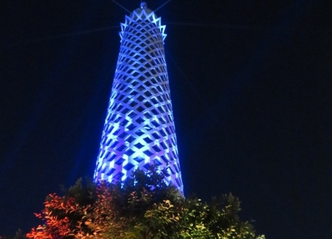 برج القاهرة يضاء باللون الأزرق بمناسبة اليوم العالمي لمرضى السكر