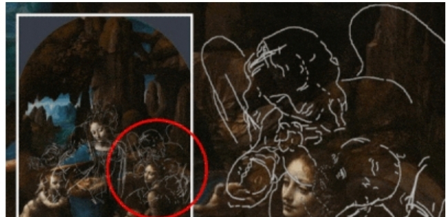 لوحة دافينشي ويظهر بها رسمة المسيح