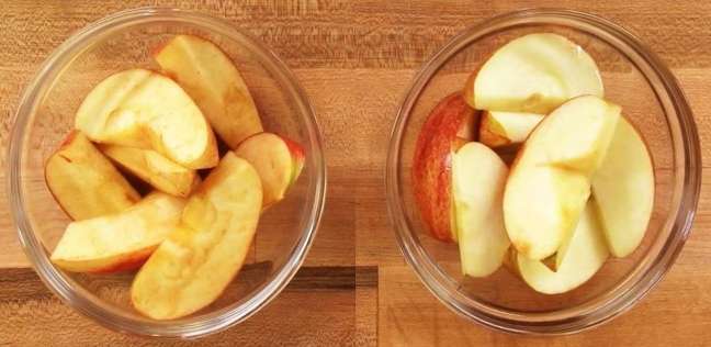 التفاح بعد تقطيعه