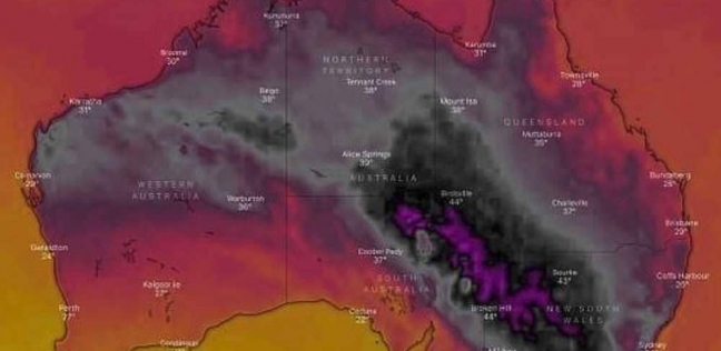 لأول مرة خريطة أستراليا تتحول للون الأسود بسبب ارتفاع درجات الحرارة