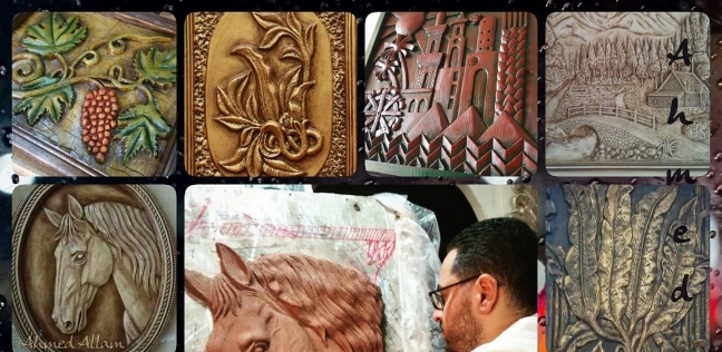 أحمد علام يبدع في صناعة المنحوتات