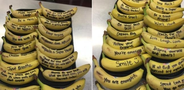 مدرسة أمريكية تحفز طلابها بكتابة عبارات على الموز