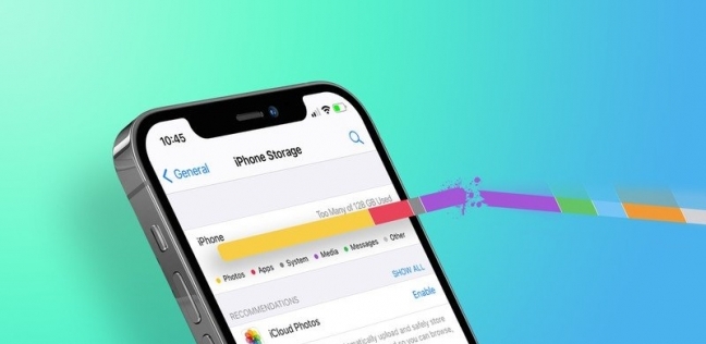 مساحة التخزين في iPhone