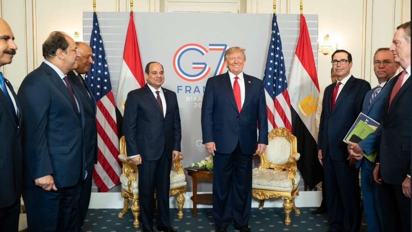 الرئيسان عبدالفتاح السيسي ودونالد ترامب على هامش فعاليات قمة مجموعة السبع