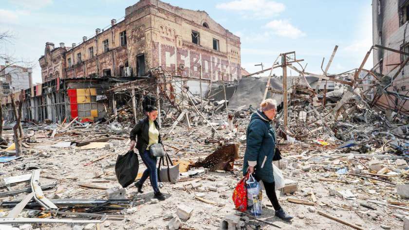 آثار الدمار بسبب الأزمة الروسية - الأوكرانية