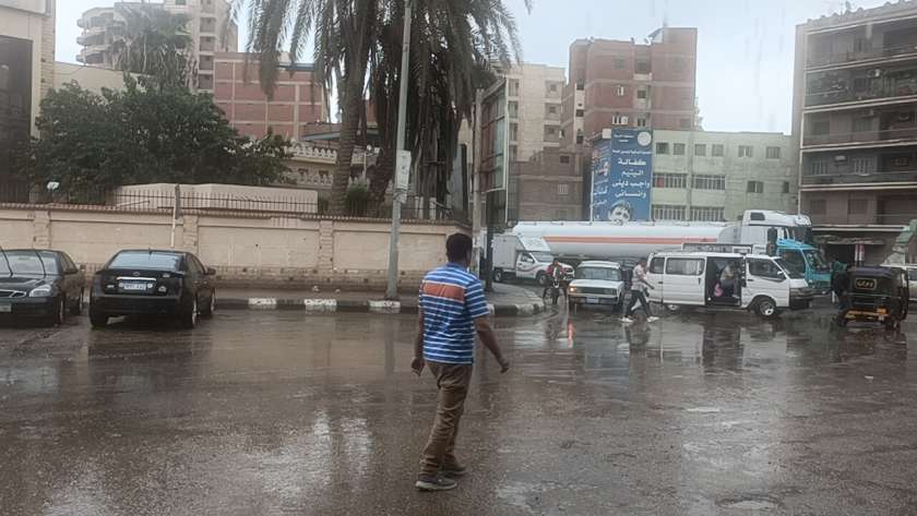 سقوط الأمطار الغزيرة على مدينة طنطا