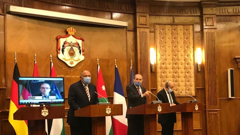 وزير الخارجية سامح شكري خلال المؤتمر الصحفي