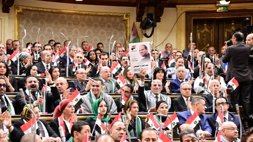 جانب من جلسة مجلس النواب لدعم القضية الفلسطينية