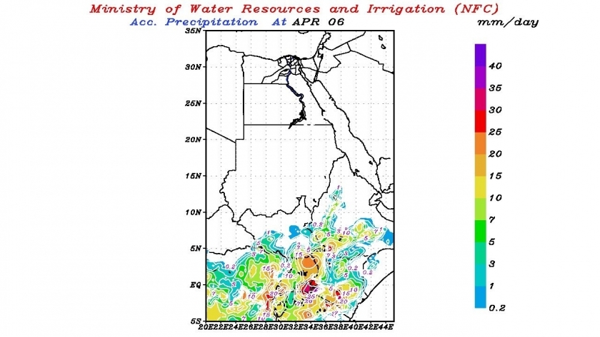 خريطة سقوط الأمطار على الهضبة الاثيوبية
