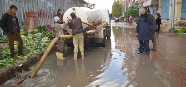 شفط مياه الامطار من شوارع مطوبس