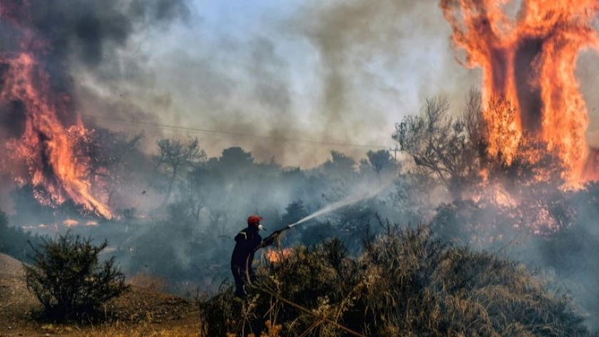جهود إطفاء حرائق الغابات في اليونان-صورة أرشيفية