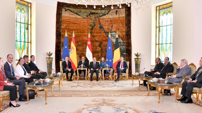 الرئيس السيسى خلال لقائه رئيسىْ وزراء إسبانيا وبلجيكا 