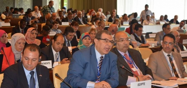 محمد سعفان وزير القوى العاملة خلال مؤتمر العمل الدولية