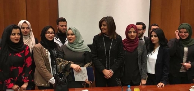 وزيرة الهجرة خلال لقائها  الجالية المصرية بالأردن