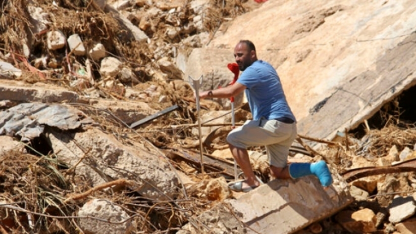 منازل منهارة في درنة جراء فيضانات ليبيا