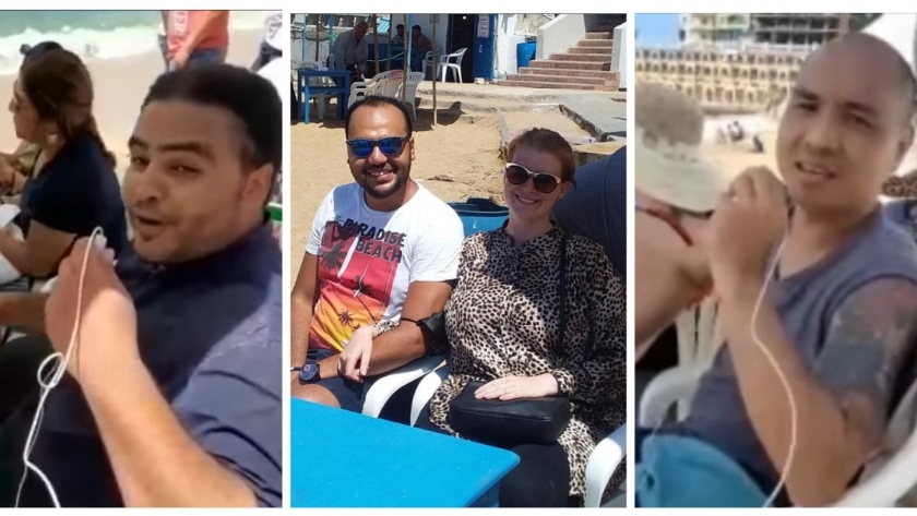 السياح الأجانب على شواطئ الإسكندرية