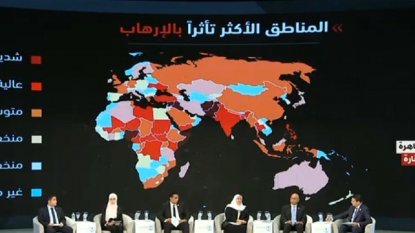 خريطة بالمناطق الأكثر تأثرًا بالإرهاب في جلسة تقييم تجربة مكافحة الإرهاب محليا وإقليميا بمؤتمر الشباب