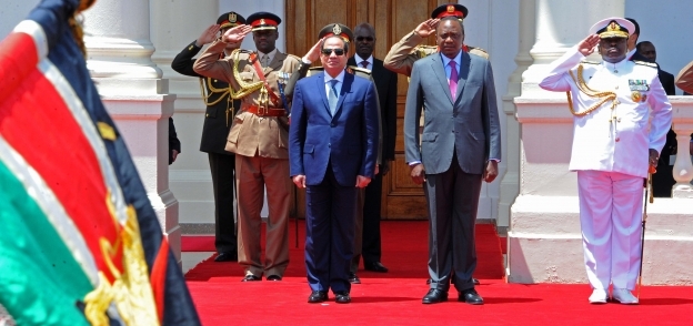 جانب من استقبال الرئيس السيسى فى كينيا