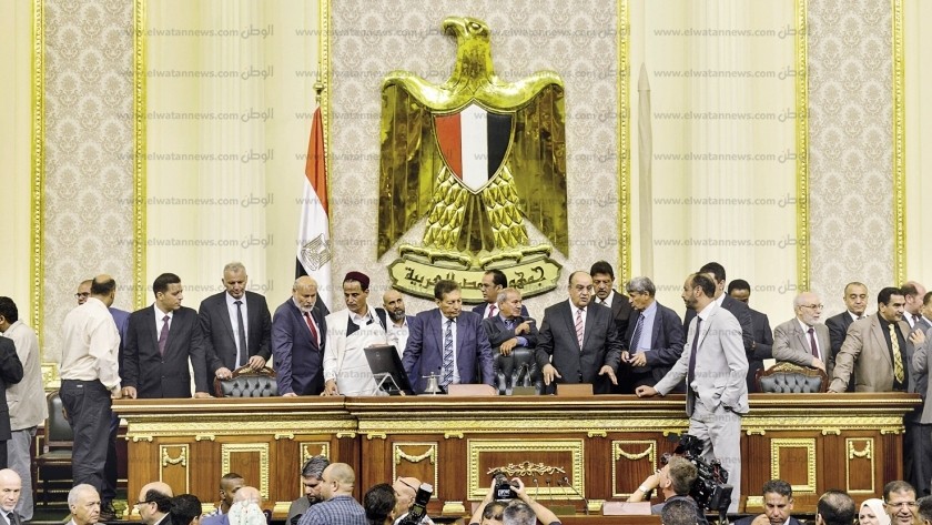 أعضاء البرلمان الليبى أثناء زيارتهم لمجلس النواب