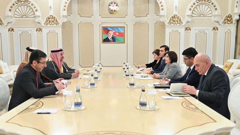لقاء رئيسة برلمان أذربيجان في باكو مع رئيس البرلمان العربي