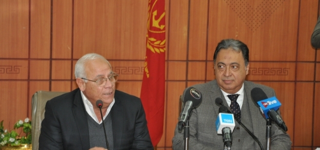 وزير الصحة ومحافظ بورسعيد فى مؤتمر صحفى