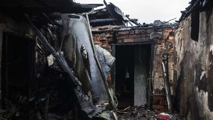 آثار قصف أوكراني على لوجانسك