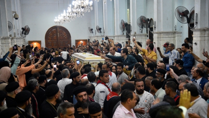 أثناء تشييع جثامين ضحايا حريق كنيسة أبو سيفين
