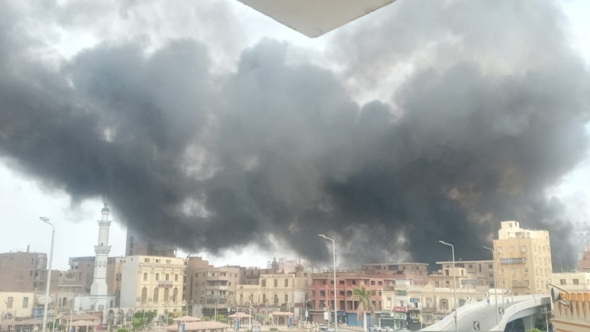 حريق هائل في معرض شباب مصر ببني سويف