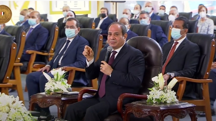 الرئيس عبد الفتاح السيسي اليوم، في افتتاح  مجمع الإصدارات المؤمنة والذكية