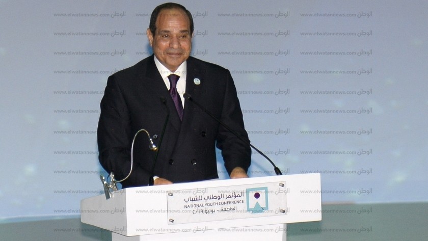 الرئيس السيسي خلال مشاركته بالمؤتمر الوطني للشباب