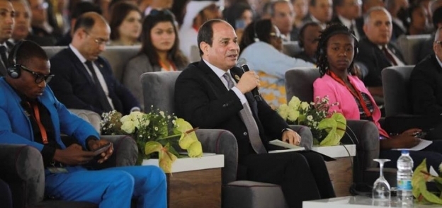 الرئيس عبدالفتاح السيسى خلال مشاركته فى الجلسة الافتتاحية لملتقى الشباب العربى والأفريقى أمس