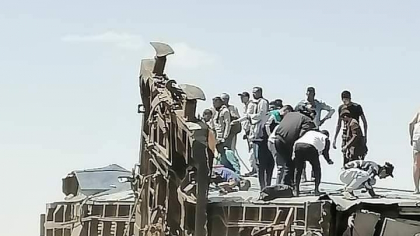 حادث تصادم قطارين بمركز طهطا- محافظة سوهاج - صورة أرشيفية